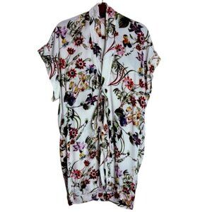 Vici Women’s Medium Multicolour Floral Blouse Top Shirt  with Tie Buttons